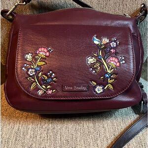 Vera Bradley Carson Mini Shoulder Bag Purse Leather Gallatin Mulled Wine NWT